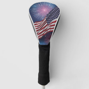 American Flag & Fireworks Golf Head Cover