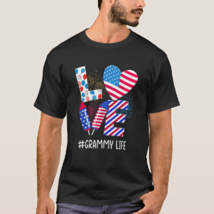American Flag Fireworks Love Grammy 4th Of July Pa T-Shirt