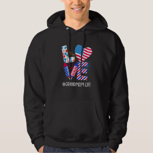 American Flag Fireworks Love Grandmom 4th Of July Hoodie