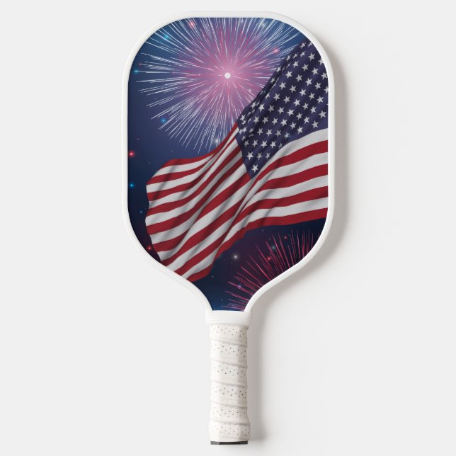 American Flag & Fireworks Pickleball Paddle (Front)