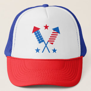 American Flag Fireworks Trucker Hat