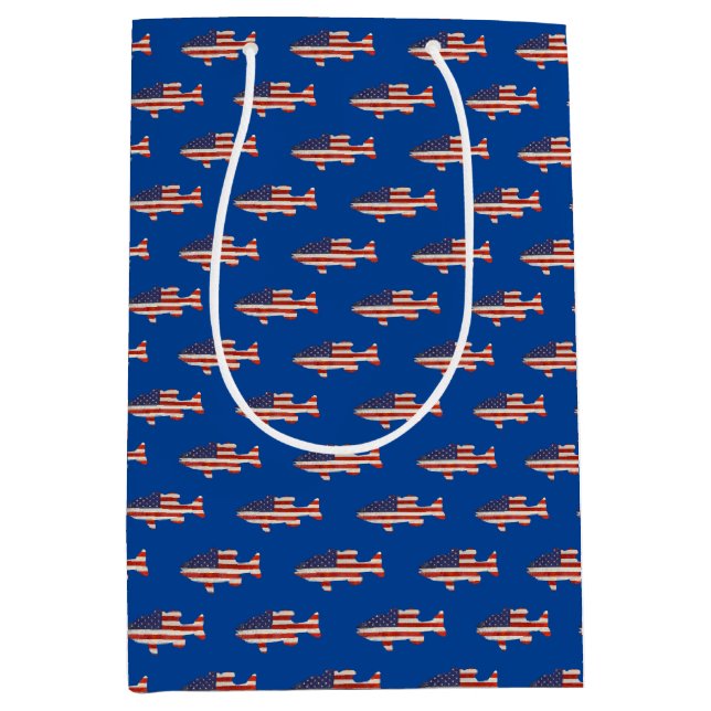 American flag fish design medium gift bag (Front)
