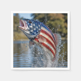 American Flag Fish Design Napkin