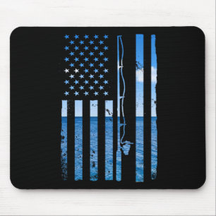American Flag Fish Fisher Fisherman Funny B Fishin Mouse Mat
