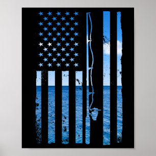 American Flag Fish Fisher Fisherman Funny B Fishin Poster