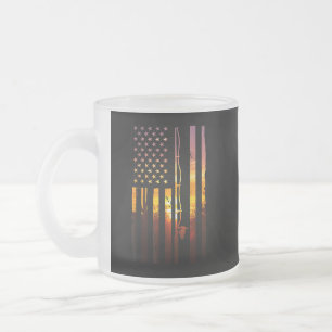 American Flag Fish Fisher Fisherman Funny Bass Fis Frosted Glass Coffee Mug
