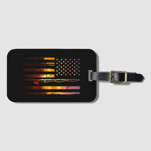 American Flag Fish Fisher Fisherman Funny Bass Fis Luggage Tag