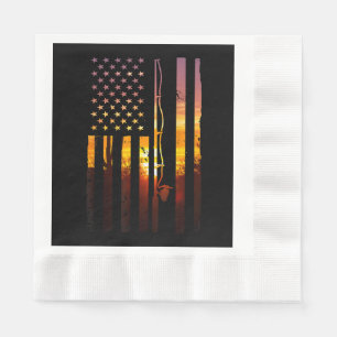 American Flag Fish Fisher Fisherman Funny Bass Fis Napkin