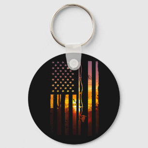 American Flag Fish Fisher Fisherman Funny Byss Fis Key Ring