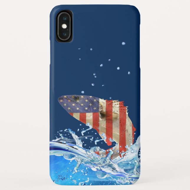 American flag fish jumping out of water Case-Mate iPhone case (Back)