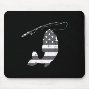 American Flag Fish Silhouette Vintage Fishing Patr Mouse Mat
