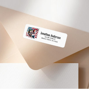 American Flag Fishing Address Label
