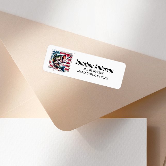 American Flag Fishing Address Label (Creator Uploaded)