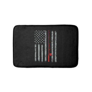American Flag Fishing Bath Mat