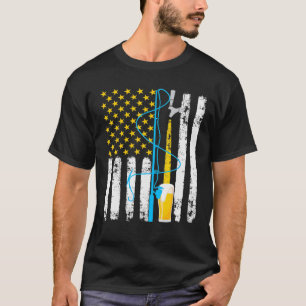American Flag Fishing Beer Vintage Retro T-Shirt