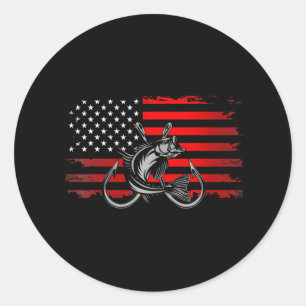 American Flag Fishing Classic Round Sticker