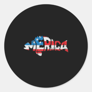 American Flag Fishing Lovers Fisherman Funny Fishi Classic Round Sticker