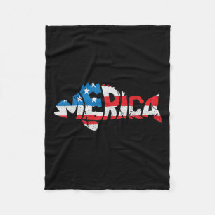 American Flag Fishing Lovers Fisherman Funny Fishi Fleece Blanket