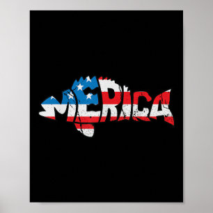 American Flag Fishing Lovers Fisherman Funny Fishi Poster