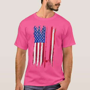 American Flag Fishing Lovers Fishing Rod Fathers D T-Shirt