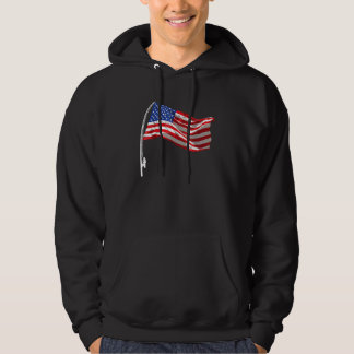 American Flag Fishing Rod 4th Of July Patriotic Fi Hoodie