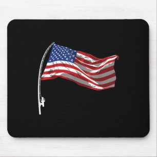 American Flag Fishing Rod 4th Of July Patriotic Fi Mouse Mat