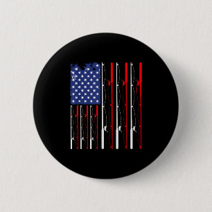 American Flag Fishing Rod Fishing Lover 6 Cm Round Badge