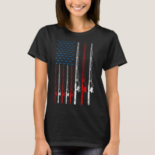 American Flag Fishing Rod Fishing Lover Vintage Fi T-Shirt