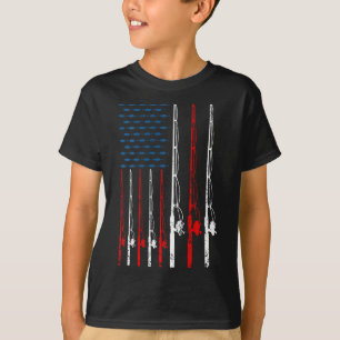 American Flag Fishing Rod Fishing Lover Vintage Fi T-Shirt
