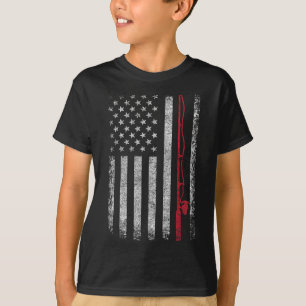 American Flag Fishing Rod Fishing Lover Vintage Fi T-Shirt