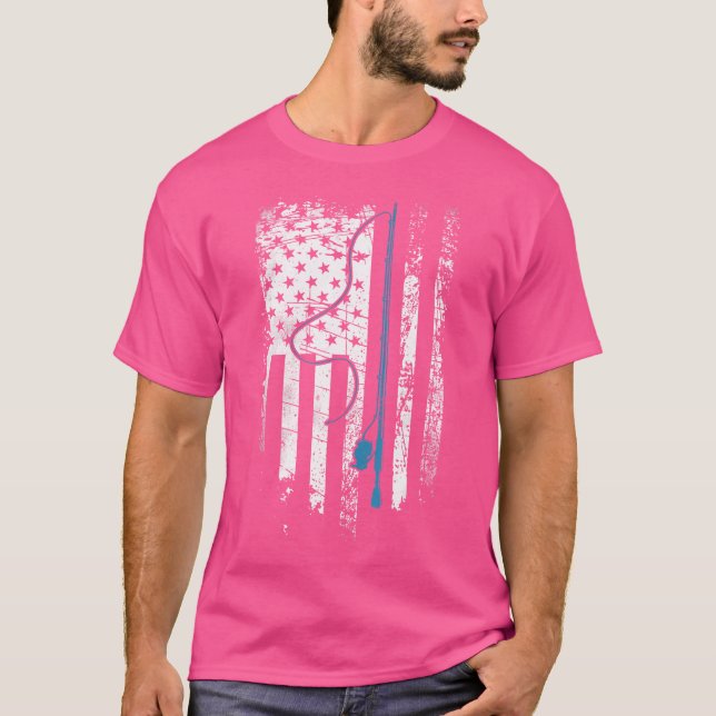 American Flag Fishing Rod For Fishing Lover T-Shirt (Front)
