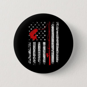 American Flag Fishing Rod Patriotic Fishing Gifts 6 Cm Round Badge