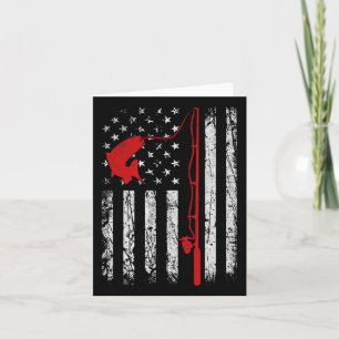 American Flag Fishing Rod Patriotic Fishing Gifts Card
