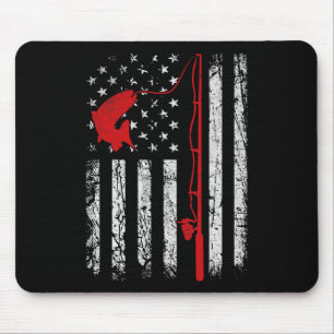 American Flag Fishing Rod Patriotic Fishing Gifts Mouse Mat