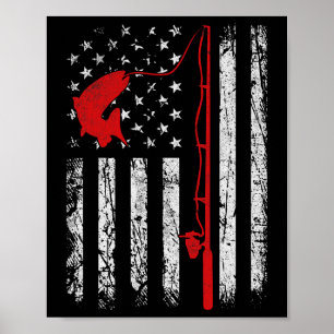 American Flag Fishing Rod Patriotic Fishing Gifts Poster