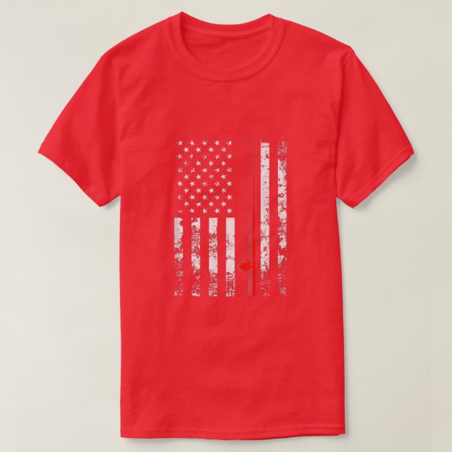 American Flag Fishing Rod Usa Patriotic Gift 64  T-Shirt (Design Front)
