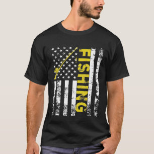 American Flag Fishing Rod USA Patriotic Gift T-Shirt