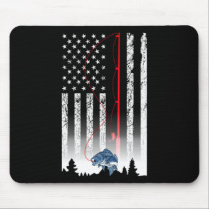 American Flag Fishing Rod Usa Patriotic Lover Mouse Mat