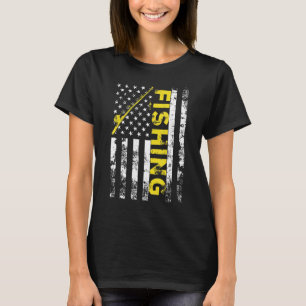 American Flag Fishing Rod Usa Patriotic T-Shirt