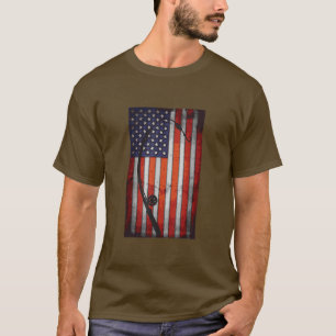 American Flag Fishing Rod USA Patriotic  T-Shirt