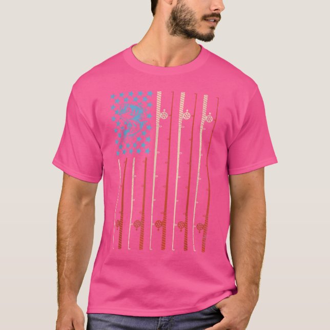 American Flag Fishing Rods With Fishing Rods T-Shirt (Front)
