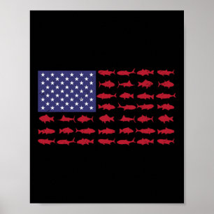 American Flag Fishing-shirt 4th July Patriotic Kid Poster