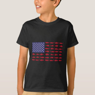 American Flag Fishing-shirt 4th July Patriotic Kid T-Shirt