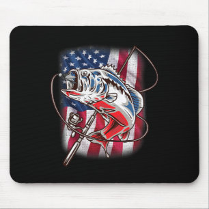 American Flag Fishing Shirt Vintage Usa B Fisherma Mouse Mat