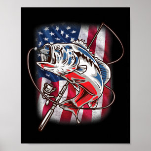 American Flag Fishing Shirt Vintage Usa Byss Fishe Poster