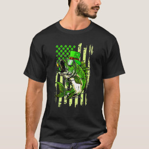 American Flag Fishing St Patrick's Day Irish Lucky T-Shirt