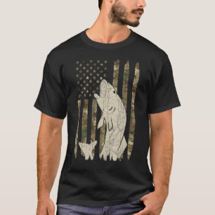 American Flag Fishing Usa Us Fish Fisherman Camo C T-Shirt