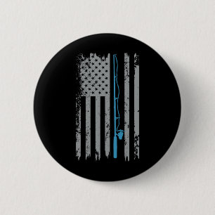 American Flag Fishing Vintage Fisherman 6 Cm Round Badge