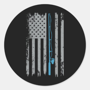 American Flag Fishing Vintage Fisherman  Classic Round Sticker