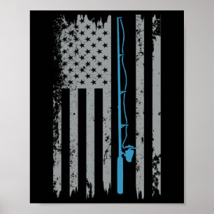 American Flag Fishing Vintage Fisherman  Poster